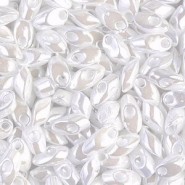 Miyuki long Magatama beads 4x7mm - White pearl ceylon LMA-420